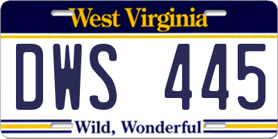 WV license plate DWS445