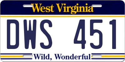 WV license plate DWS451