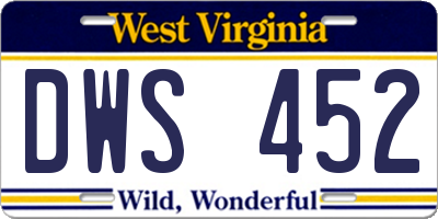 WV license plate DWS452