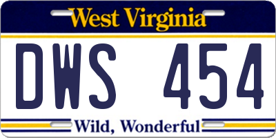 WV license plate DWS454