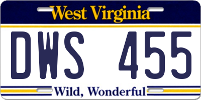 WV license plate DWS455