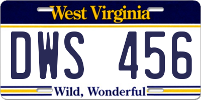 WV license plate DWS456
