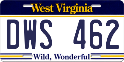 WV license plate DWS462