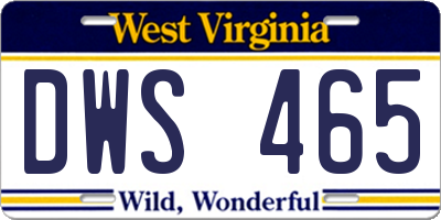WV license plate DWS465