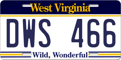 WV license plate DWS466