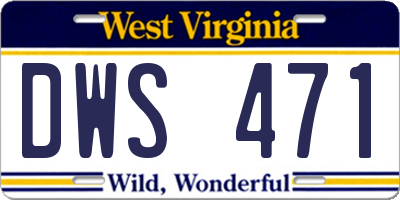 WV license plate DWS471