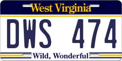 WV license plate DWS474