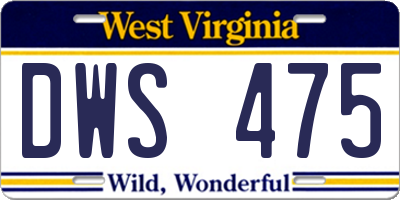 WV license plate DWS475