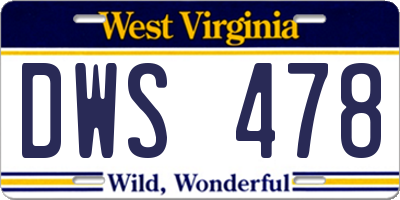 WV license plate DWS478