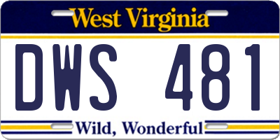 WV license plate DWS481