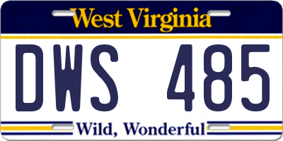 WV license plate DWS485