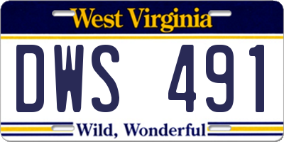 WV license plate DWS491