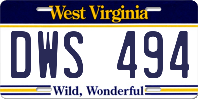 WV license plate DWS494