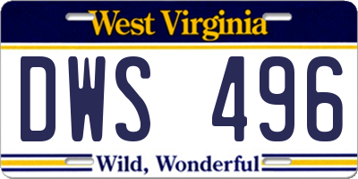 WV license plate DWS496