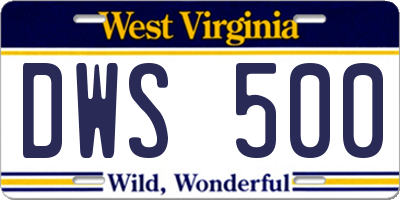 WV license plate DWS500