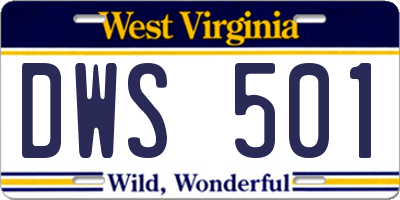 WV license plate DWS501