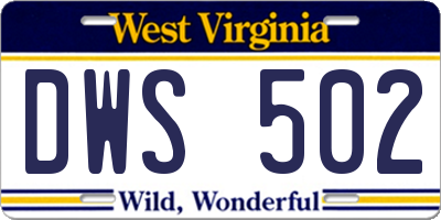 WV license plate DWS502