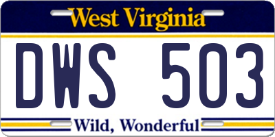WV license plate DWS503