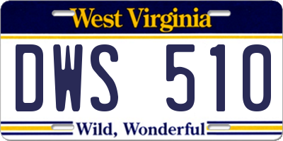 WV license plate DWS510