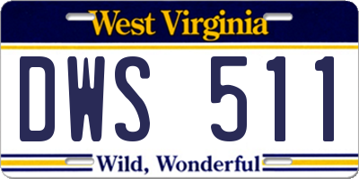 WV license plate DWS511