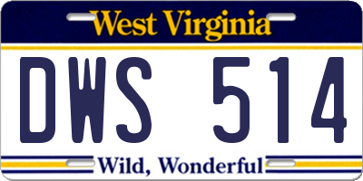 WV license plate DWS514