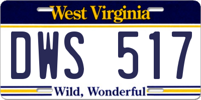 WV license plate DWS517