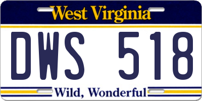 WV license plate DWS518