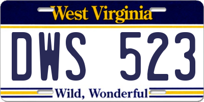 WV license plate DWS523