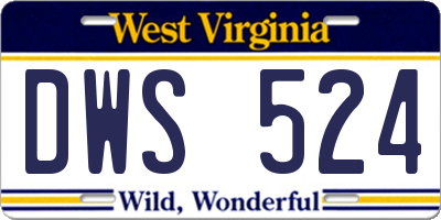WV license plate DWS524
