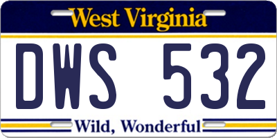 WV license plate DWS532