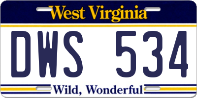 WV license plate DWS534