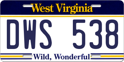WV license plate DWS538