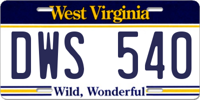 WV license plate DWS540