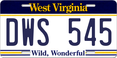 WV license plate DWS545