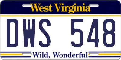 WV license plate DWS548