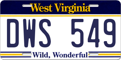 WV license plate DWS549