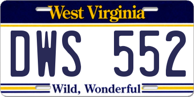 WV license plate DWS552