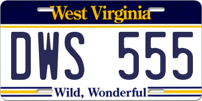 WV license plate DWS555