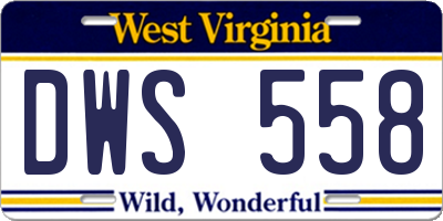 WV license plate DWS558