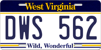 WV license plate DWS562