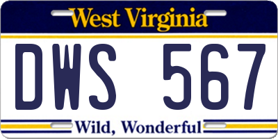 WV license plate DWS567