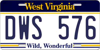 WV license plate DWS576