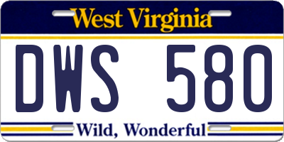WV license plate DWS580