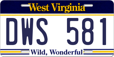 WV license plate DWS581