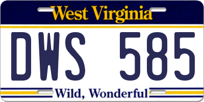WV license plate DWS585
