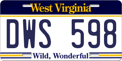 WV license plate DWS598