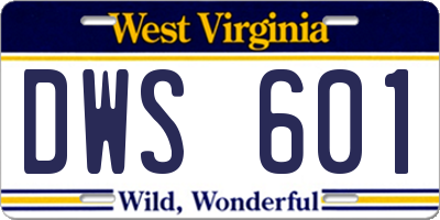 WV license plate DWS601
