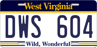 WV license plate DWS604