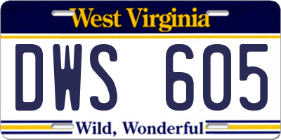 WV license plate DWS605