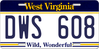 WV license plate DWS608